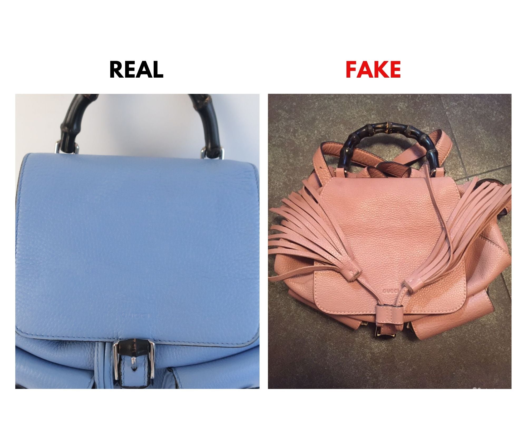 Gucci Bamboo Backpack: Real vs. Fake Comparison Back