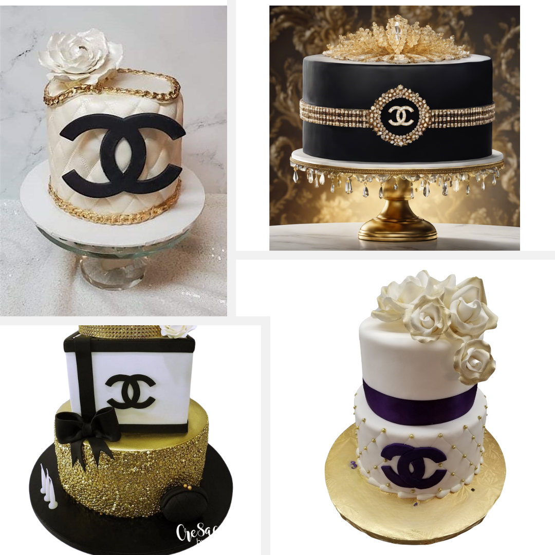 Trendy Chanel Cakes: Runway-Inspired Dessert Delights Gold-Leaf Accented Cake