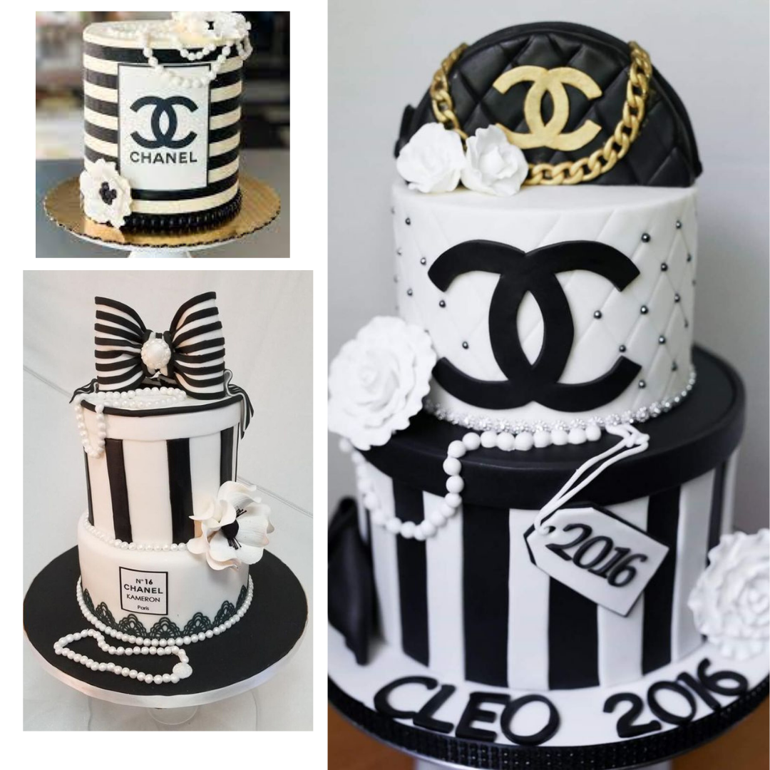 Trendy Chanel Cakes: Dessert Delits Chic Striped Cake ispirato alla passerella