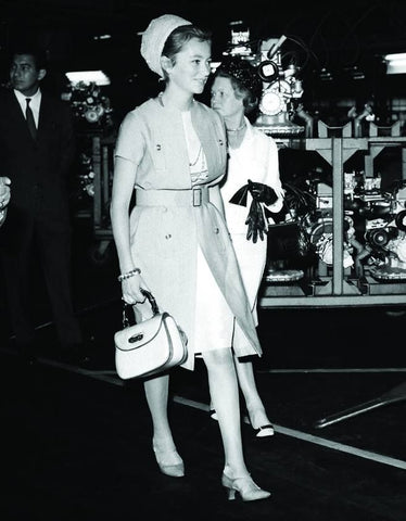 Paola di Liegi carrying an early Gucci Bamboo Bag in Poissy, #1964
