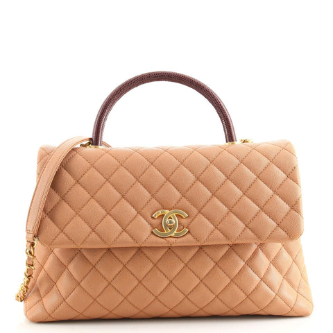 Chanel Caviar Lizard Quilted Medium Coco Handle Flap  STYLISHTOP