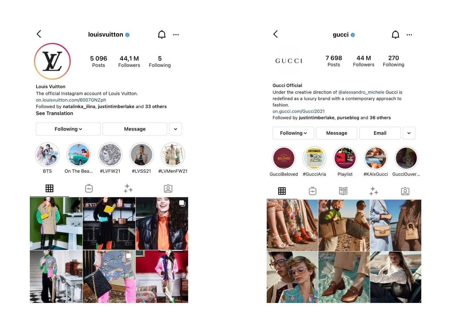 Which Brand Is Better: Louis Vuitton vs Gucci social media