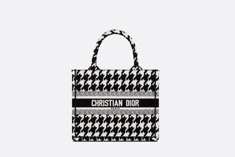 dior book tote Black and White Macro Houndstooth Embroidery