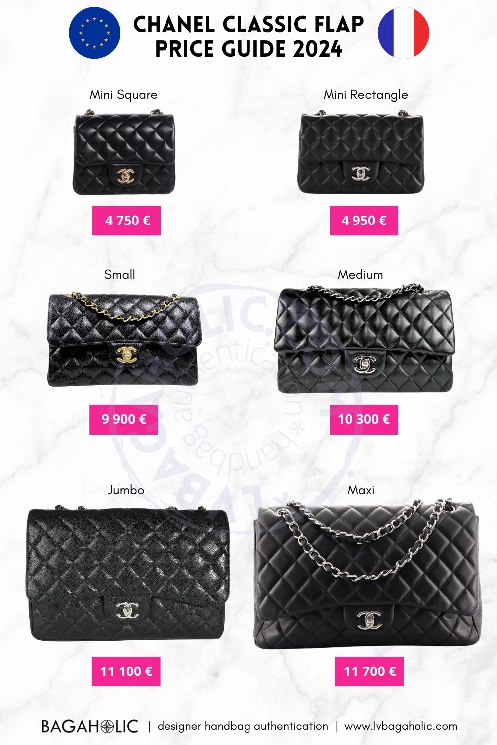 how much are chanel bags in france in 2024-2025