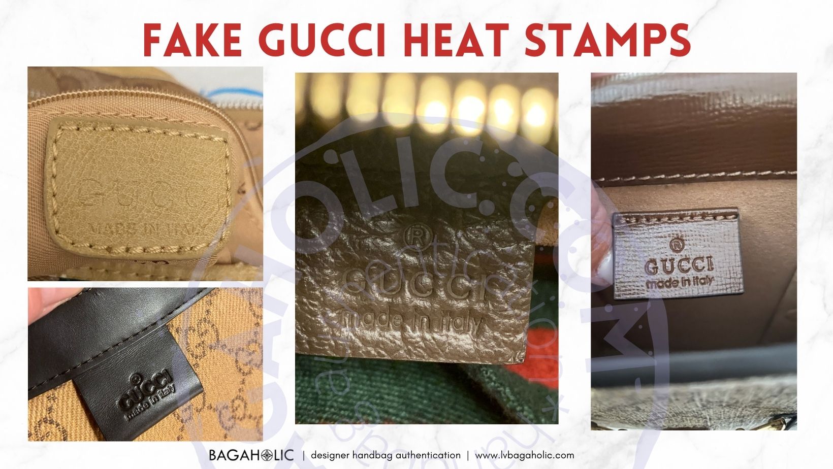 how to spot a fake gucci bag fonts