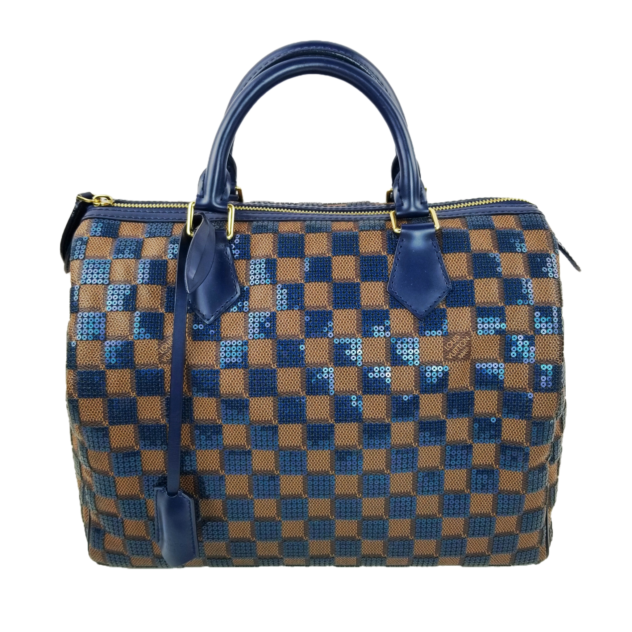 Spring-Summer 2021 Bag Trends: How To Stay Fashionable Shopping Pre-Owned Louis Vuitton Blue Paillettes Speedy 30