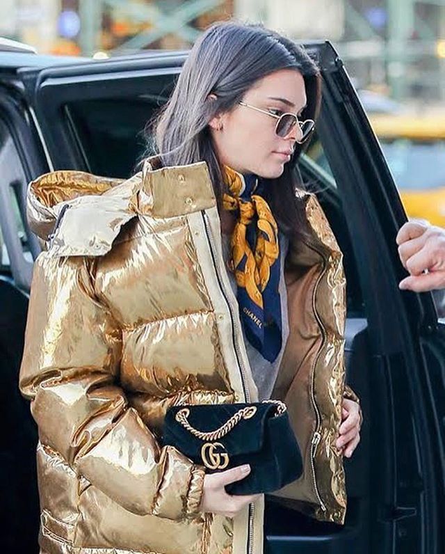 kendall jenner with gucci marmont velvet