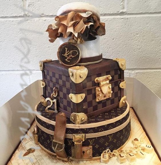 Louie Vuitton Themed Birthday Cake With Mini Handbags