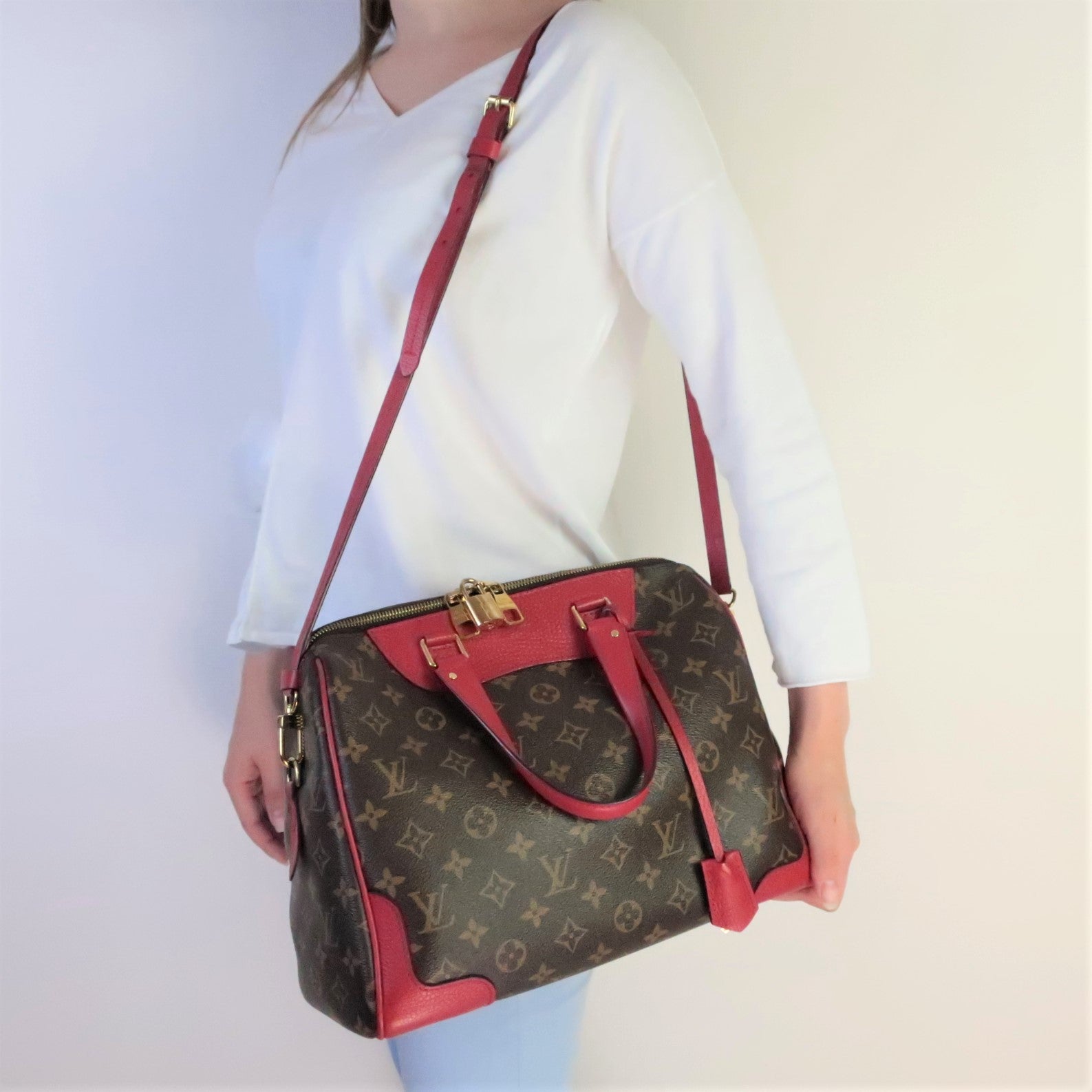 louis vuitton red handbags