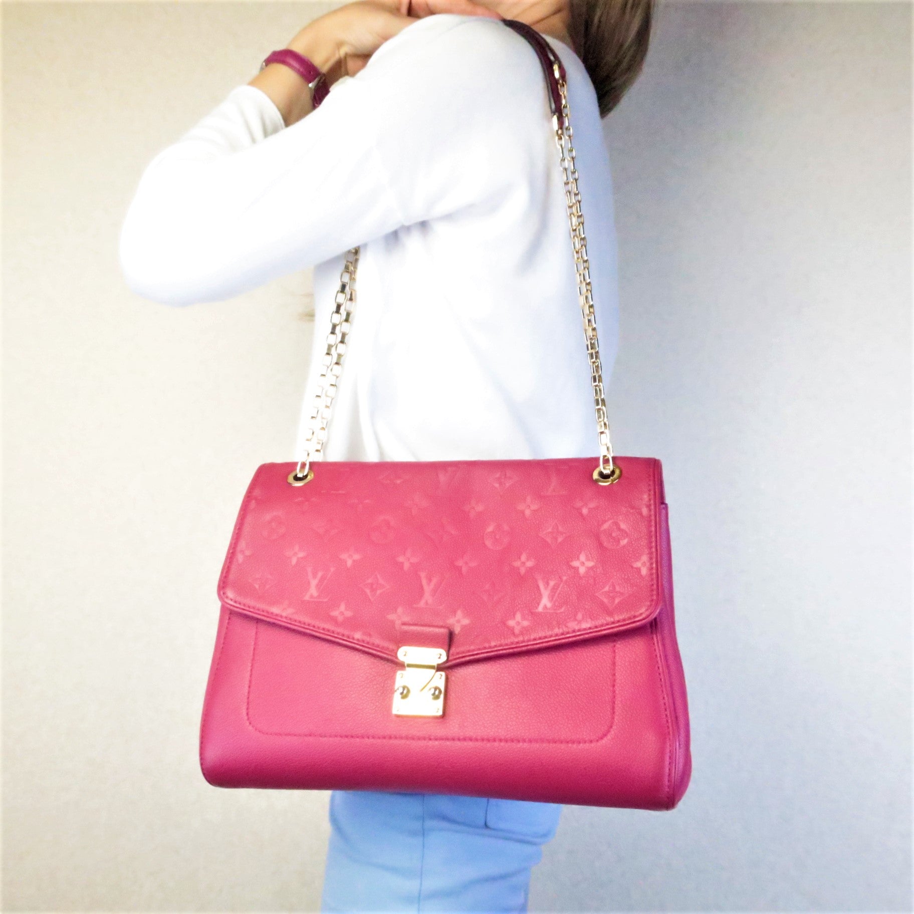 louis vuitton red bag purse saint germain shoulder bag