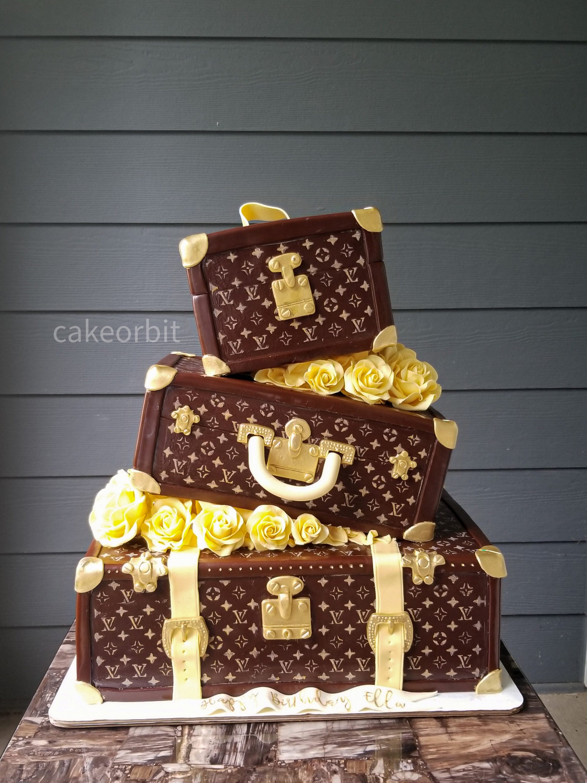 Working on this Customized Louis Vuitton Cake inspired cake #louisvu, cakes