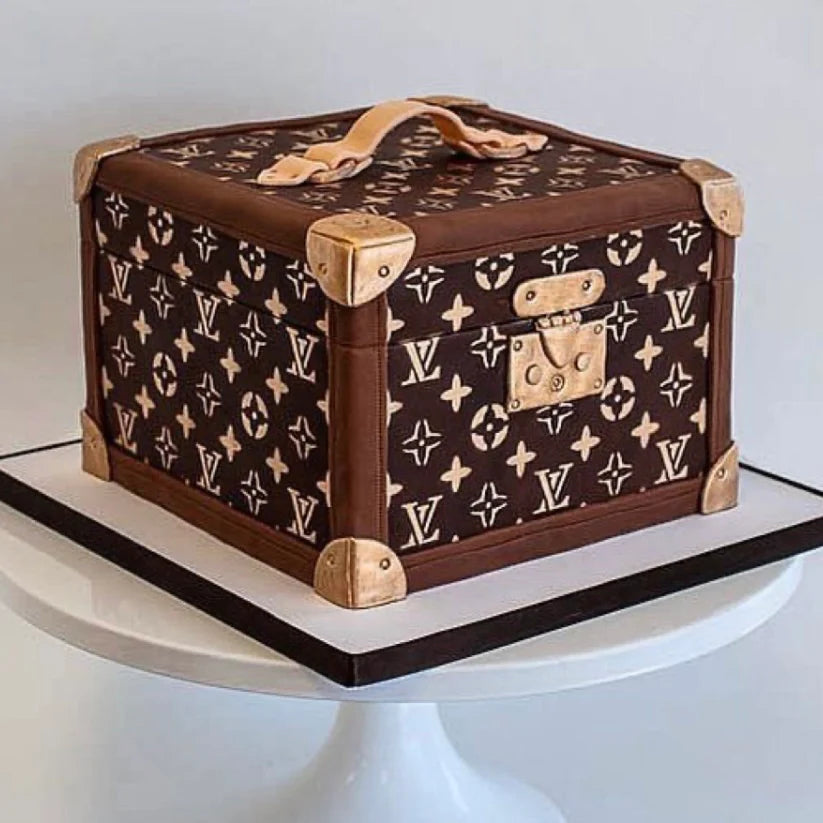 Louis Vuitton Handbag Cake with Miniture LV handbags - CakesDecor