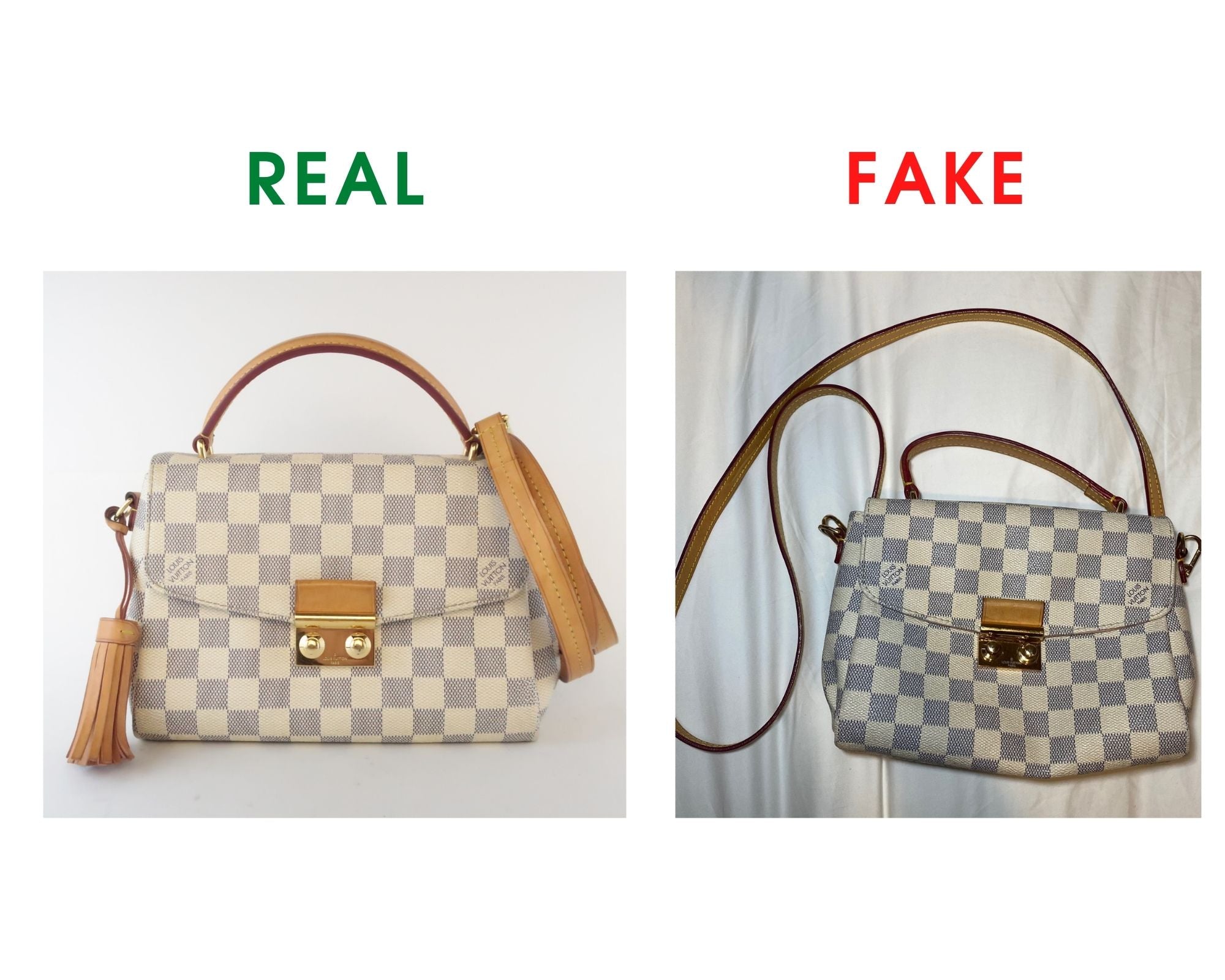 Revisión de la bolsa de Louis Vuitton Croisette y Comparación Real Vs Fake (con fotos reales) Frente