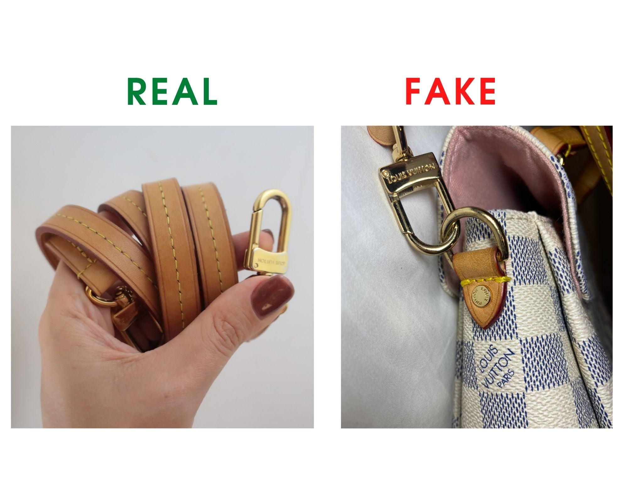 Revisión de la bolsa de Louis Vuitton Croisette y Comparación Real Vs Fake (con fotos reales) Hebilla de hombro