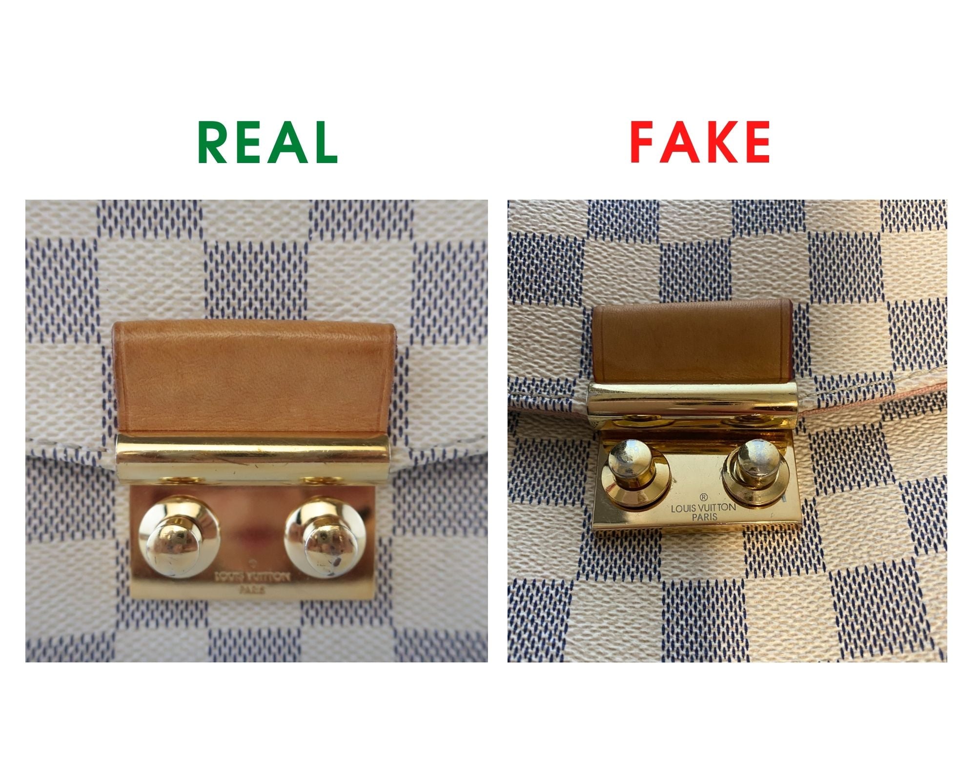 Revisión de la bolsa de Louis Vuitton Croisette y comparación real VS Fake (con fotos reales) Lock
