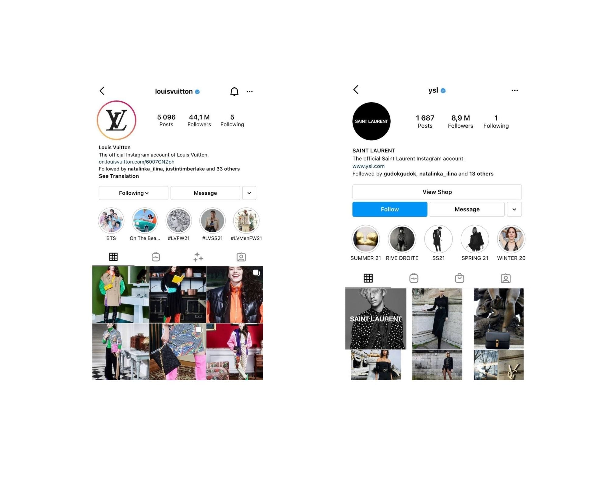 Louis Vuitton vs Yves Saint Laurent: Social Media