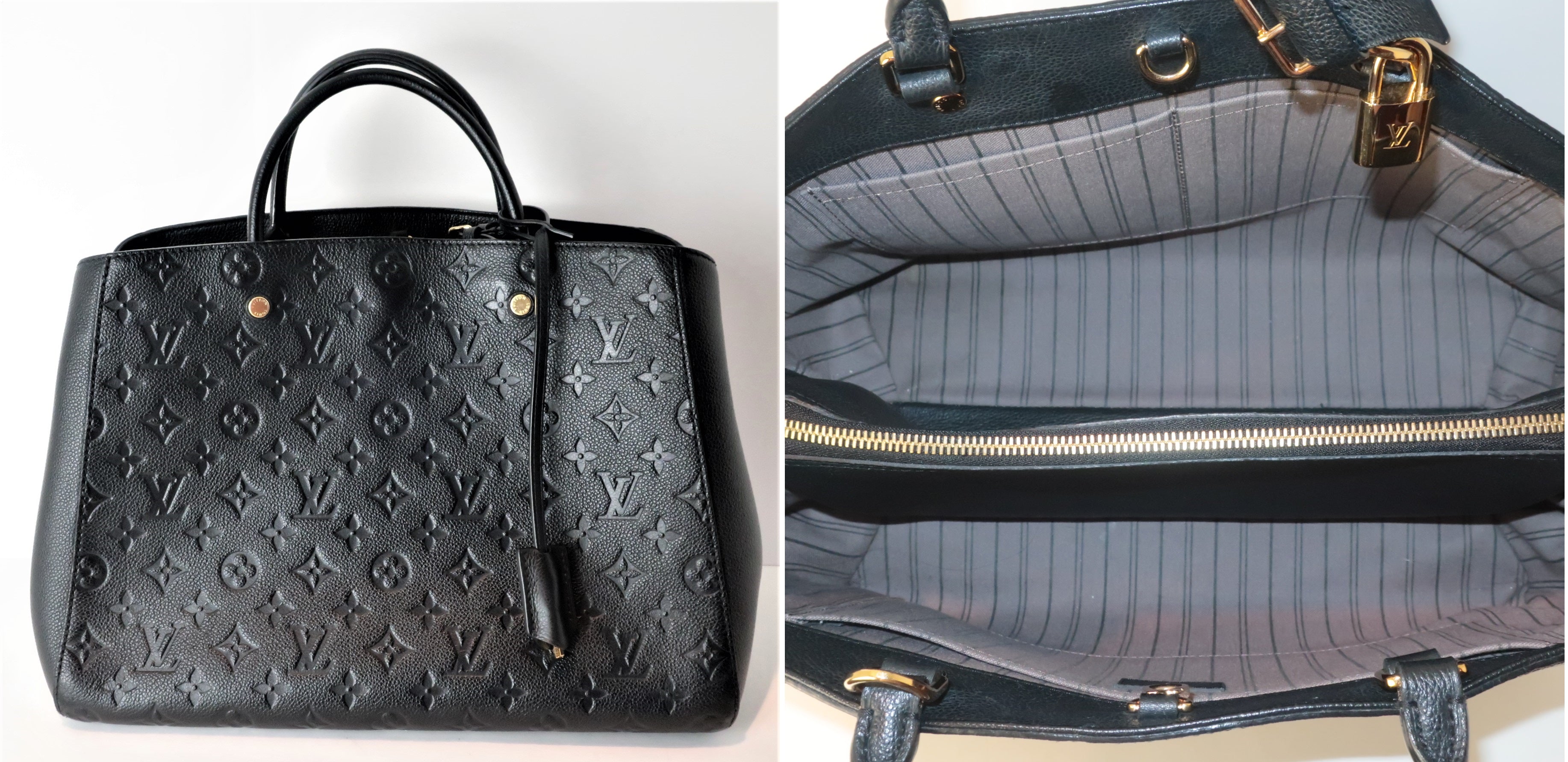 Real Louis Vuitton Empreinte Montaigne Bag all'interno del rivestimento interno