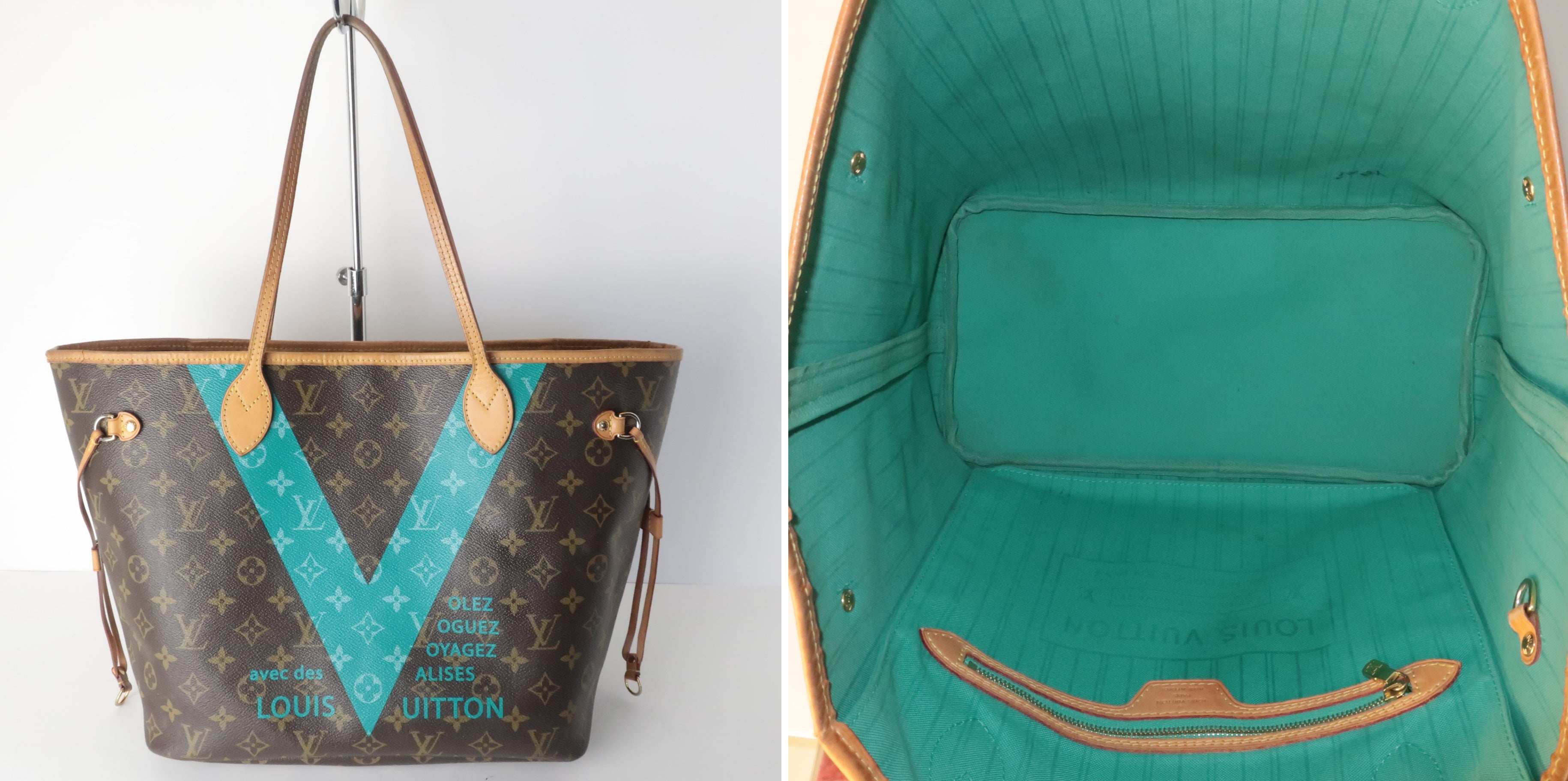 Real Louis Vuitton Monogram Canvas Overfull v Bolsa de edición limitada dentro del revestimiento interior