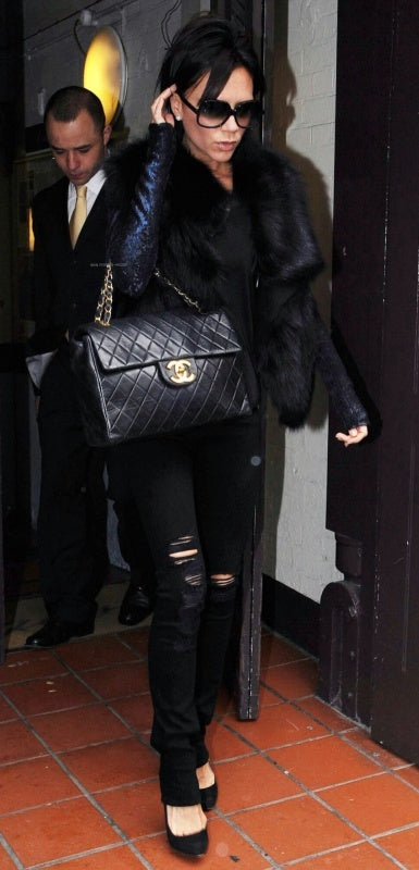 victoria beckham with a vintage chanel bag