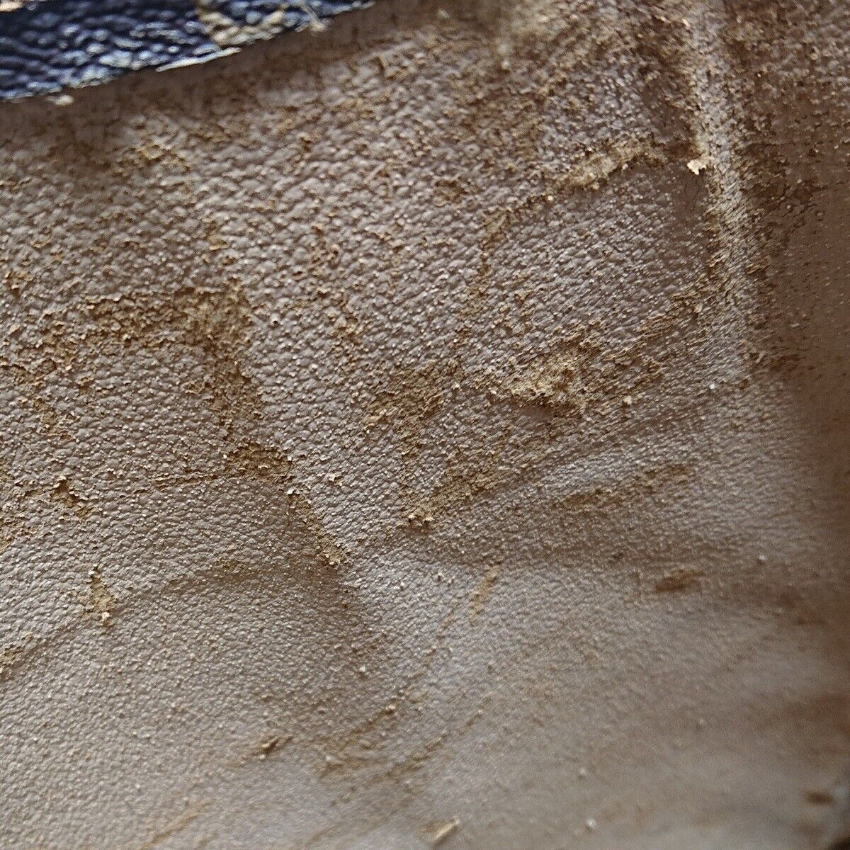 vintage bag inside peeling close up