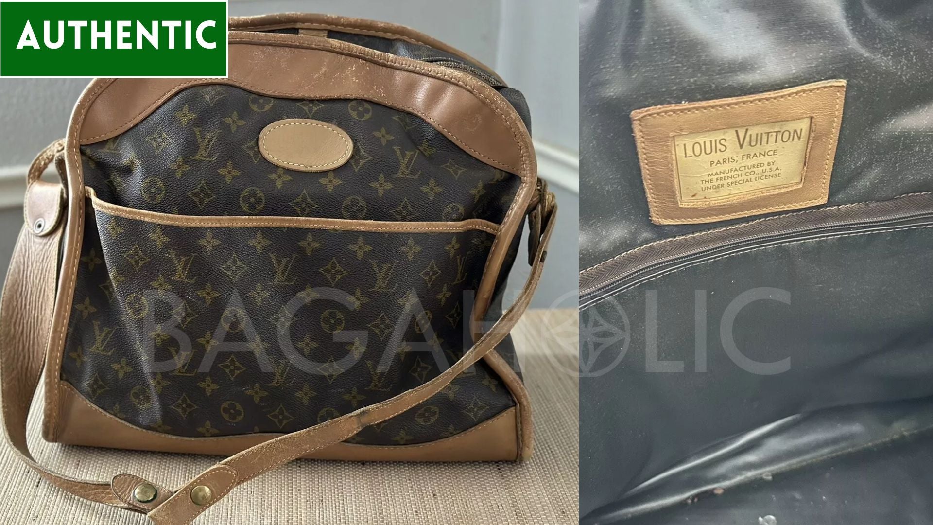 Tag della compagnia francese vintage Louis Vuitton Bag French