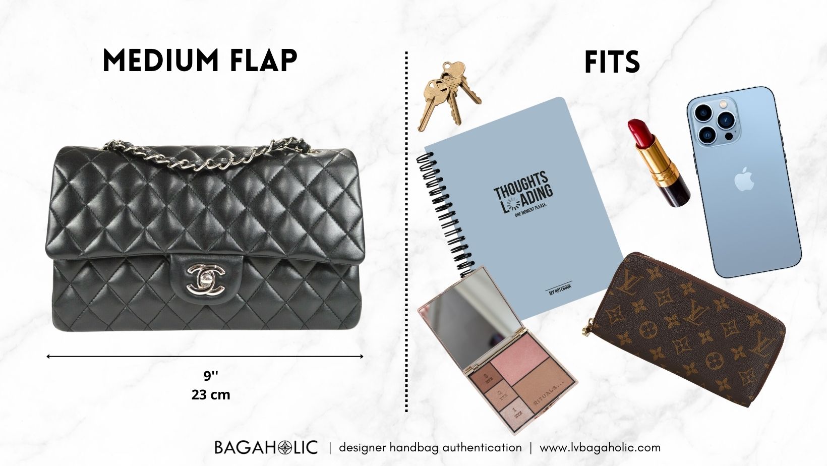 what fits into chanel medium flap size