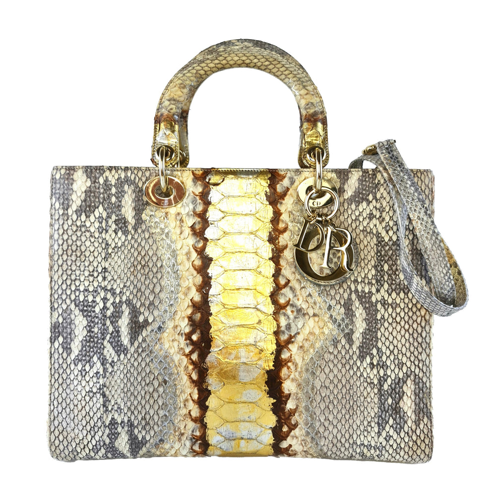 Lady Dior Bag in Python Gold Multiple colors Exotic leather ref492182   Joli Closet