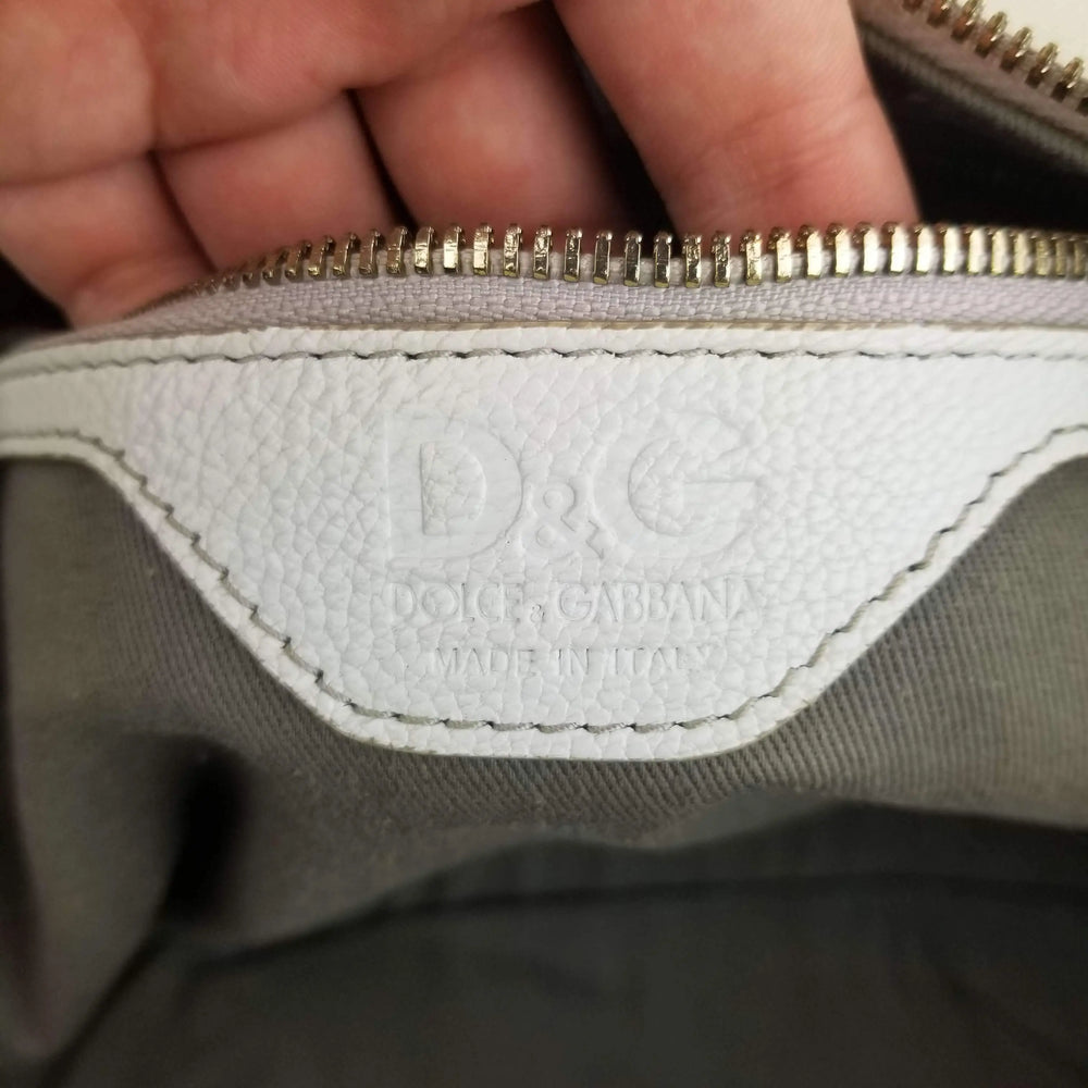 Dolce Gabbana White Goat Leather Large Handbag | Bagaholic