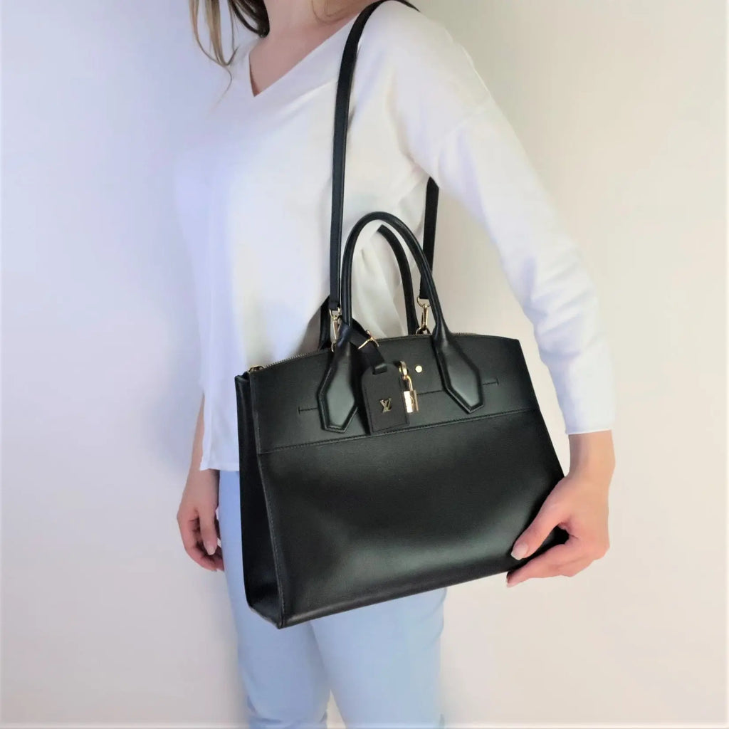 Louis Vuitton Black Leather City Steamer MM Bag | LVBagaholic