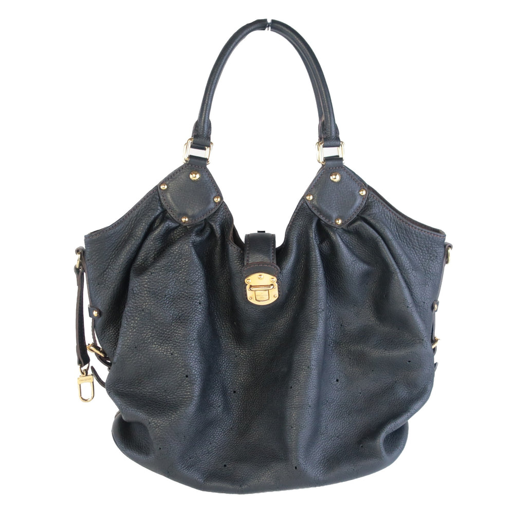 Louis Vuitton Black Leather Mahina Hobo L bag | Bagaholic