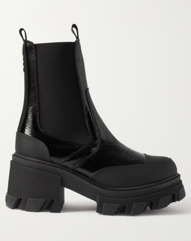 ganni patent leather boot