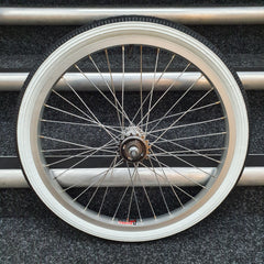 Diamond Back Raleigh Wheels with fitted Raleigh Whitewall Tyres and Freewheel Pair
