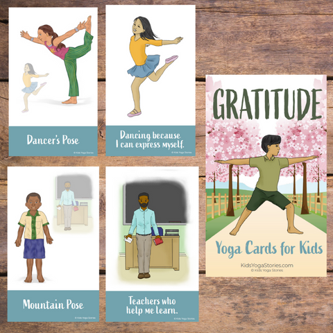 gratitude cards for kids, teaching gratitude to children, kids yoga