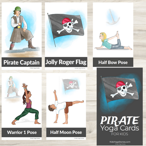 Pirate yoga cards for pretend play
