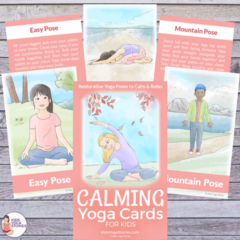 Calming yoga poses cards for kids