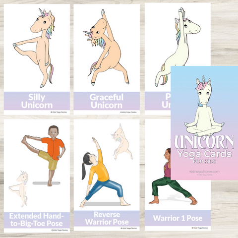 unicorn yoga cards for kids