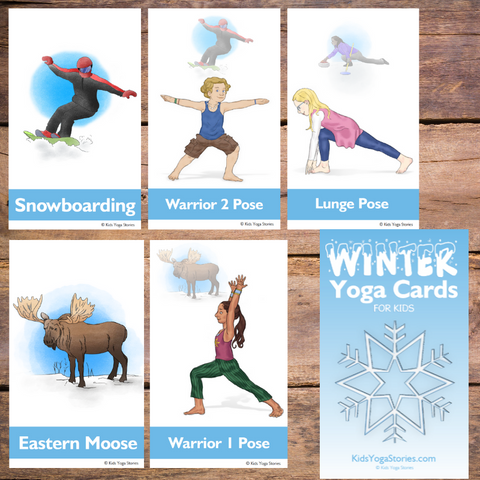 winter yoga, easy yoga for kids, yoga for kindergarten, yoga for preschool, kids yoga poses