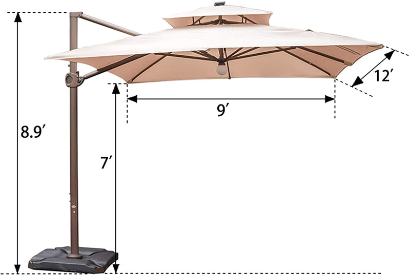 Abba Patio 9 X 12 Ft Patio Offset Hanging Umbrella With Solar Lights D Hint Capital Llc