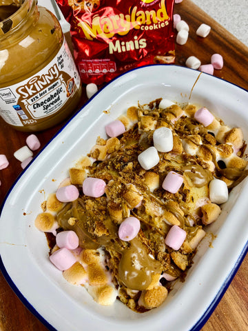 toffee chocopasta met mini marshmallows voor smores