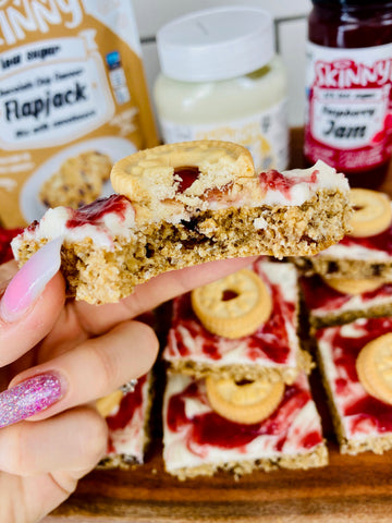 Bite sized Jammie Dodger Flapjacks