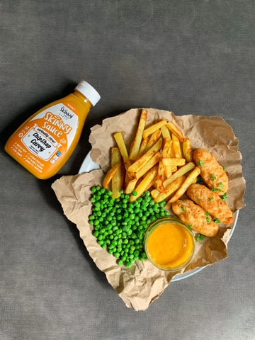 Fish and chips cu sos de curry skinny