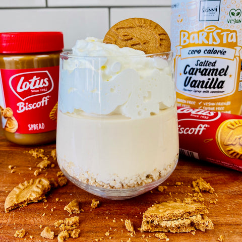 biscoff cheesecake con proteína añadida