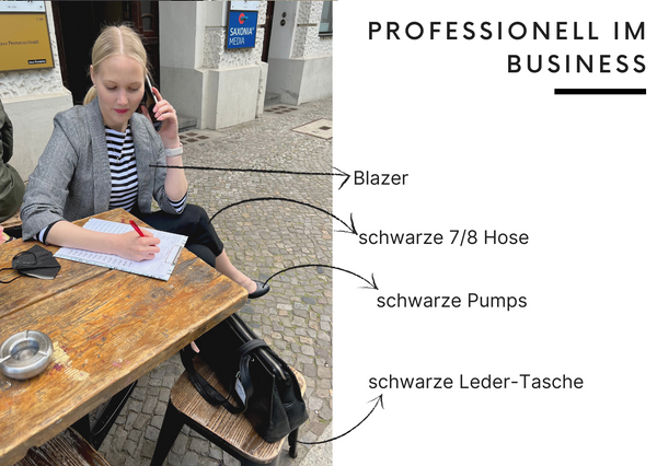 Ilma von Marimekko seriös im Business mit Blazer, enger Hose und Pumps