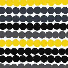 Detailansicht von Räsymatto von Maija Louekari für Marimekko: das Muster ist grau, schwarz und gelb