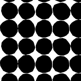 Kivet, das Muster von Maija Isola für Marimekko, hier in schwarz auf weiß. Übersetzt auf deutsch heißt es Steine. 