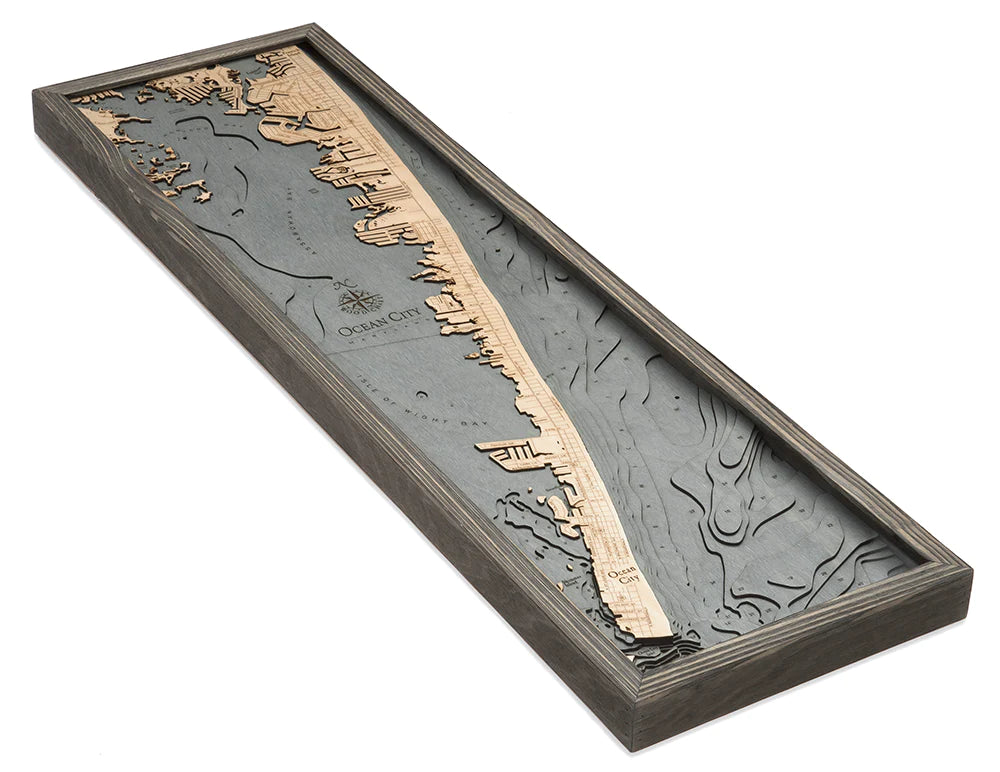 3-D Nautical Wood Chart of Ocean City, Maryland