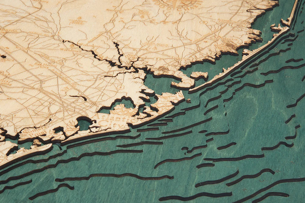 Large 24.5" x 31" 3-D Nautical Wood Chart of Ocean City, Maryland