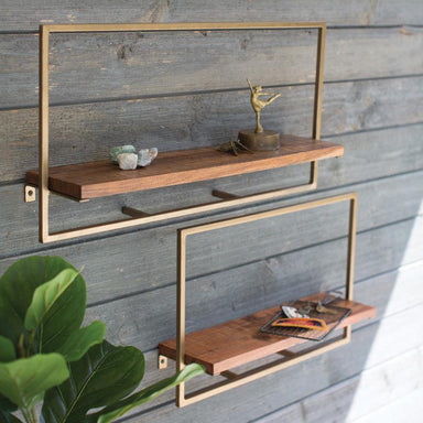 Iron & Mango Wood Shelves - Set of 2