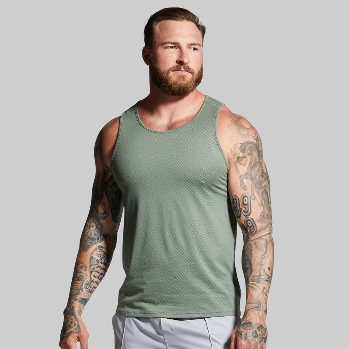 Men's Heather Grey Tank Top with Neon Green Pocket – Born Primitive