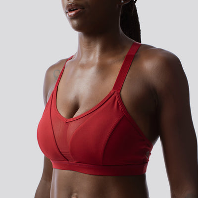 Women's Training Essential Bra in Black/rebel Red Ombre